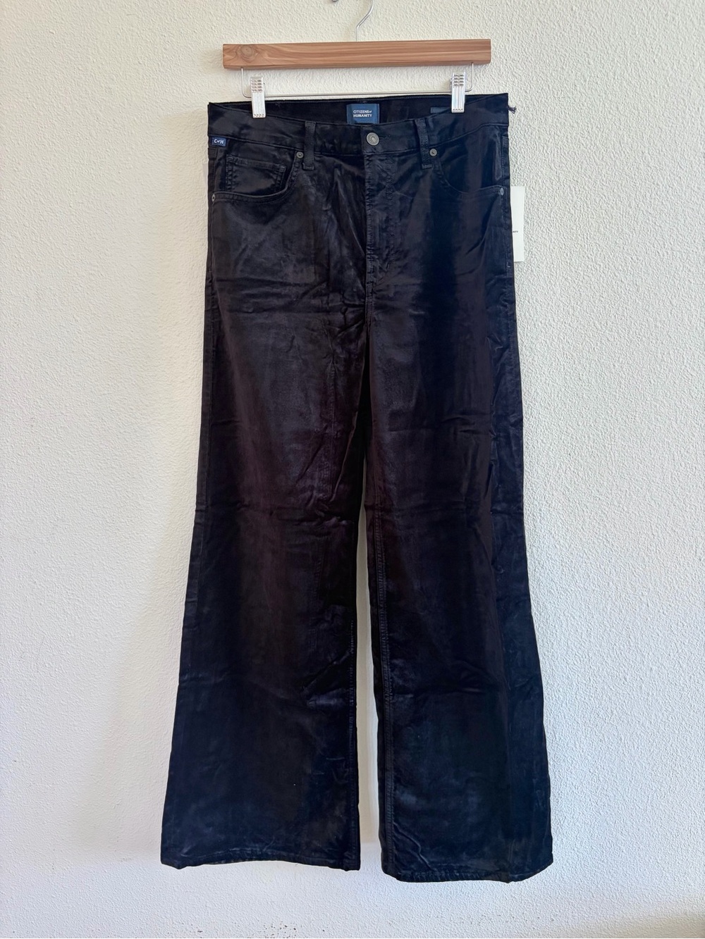 Citizens Of Humanity Black Wide-Leg Velvet Jeans